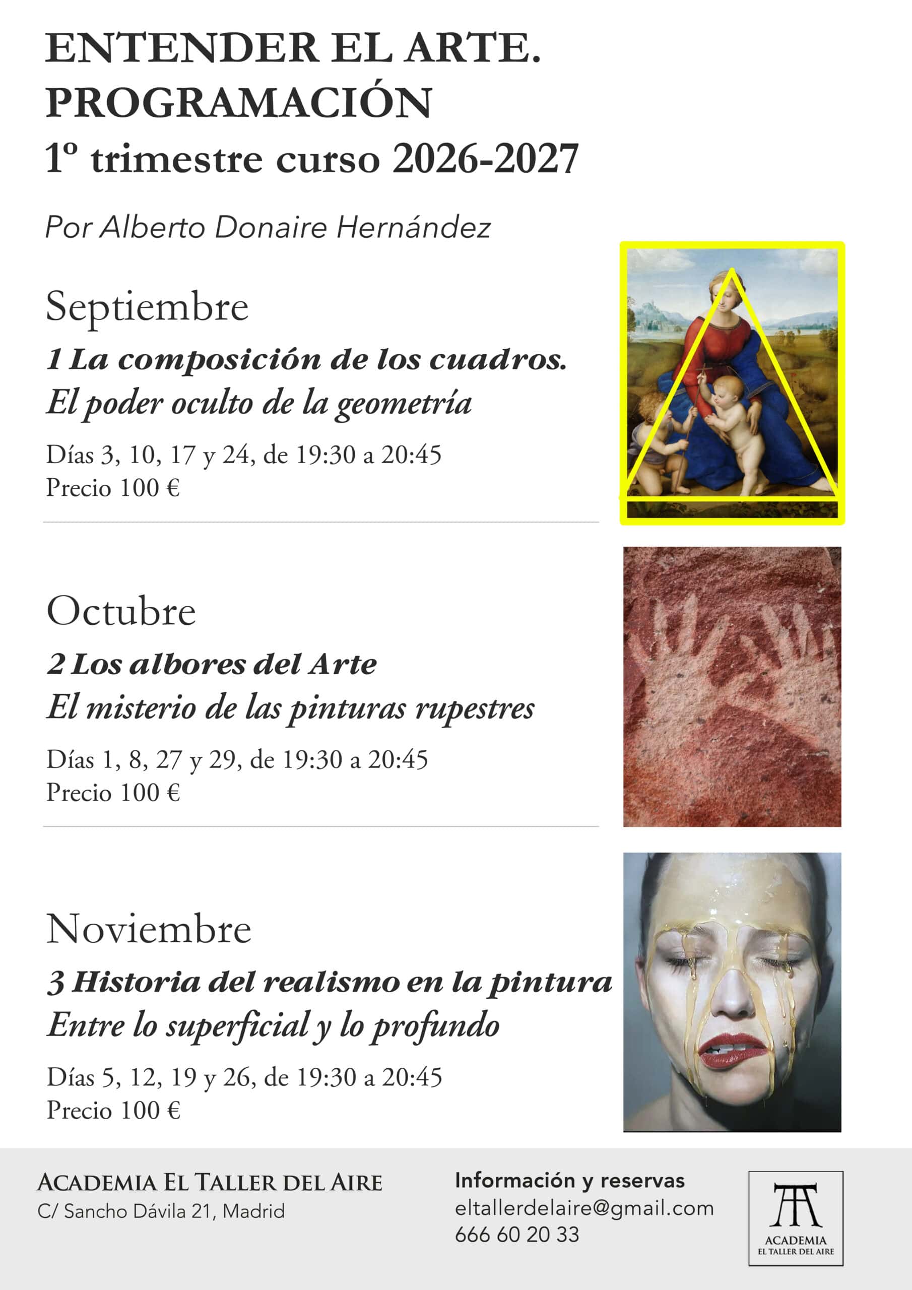 Cartel del primer trimestre 2026-2027 de Entender el arte